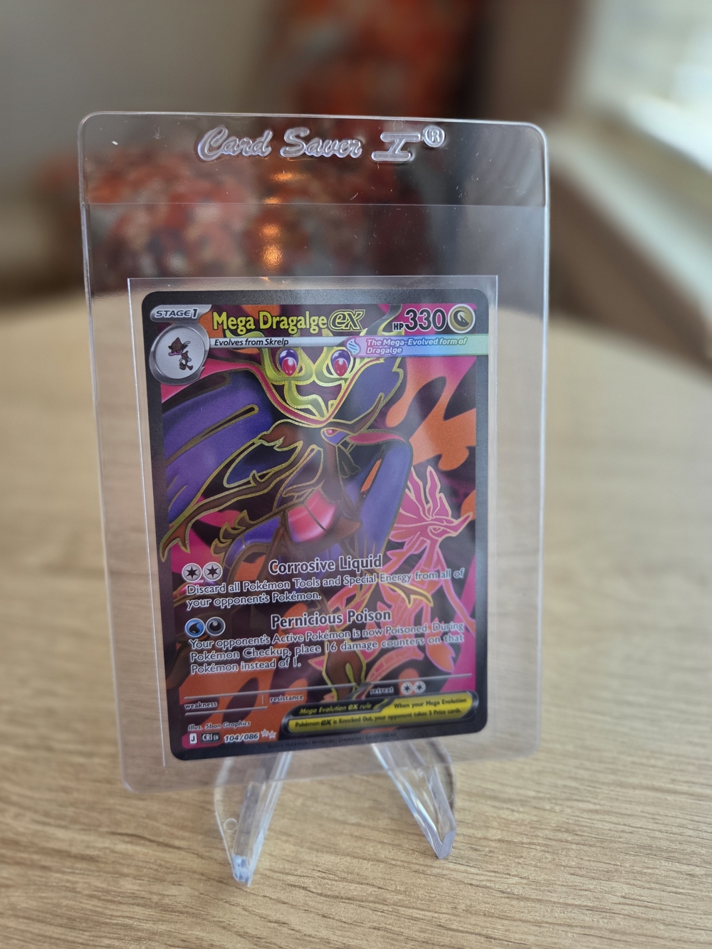 Mega Dragalge EX Pokémon Holographic Card - Purple & Pink From Chaos Rising Set